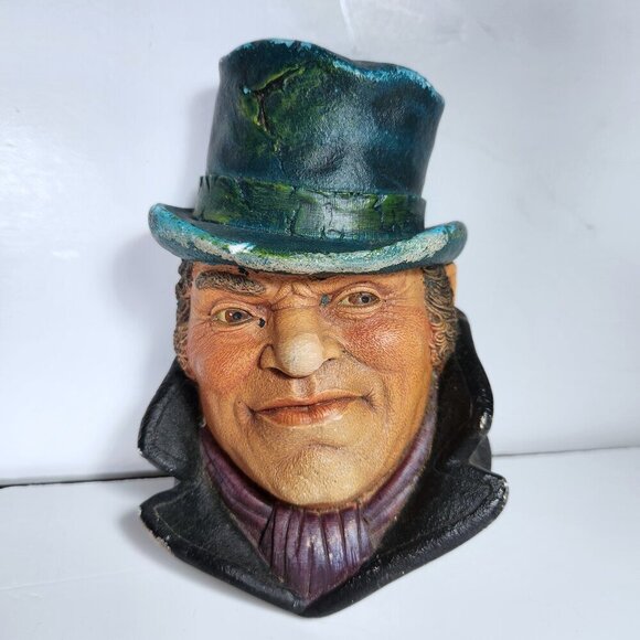 Vintage Chalkware Head Bill Sykes 1986 Legend Products Wall Hanging England - Picture 1 of 9